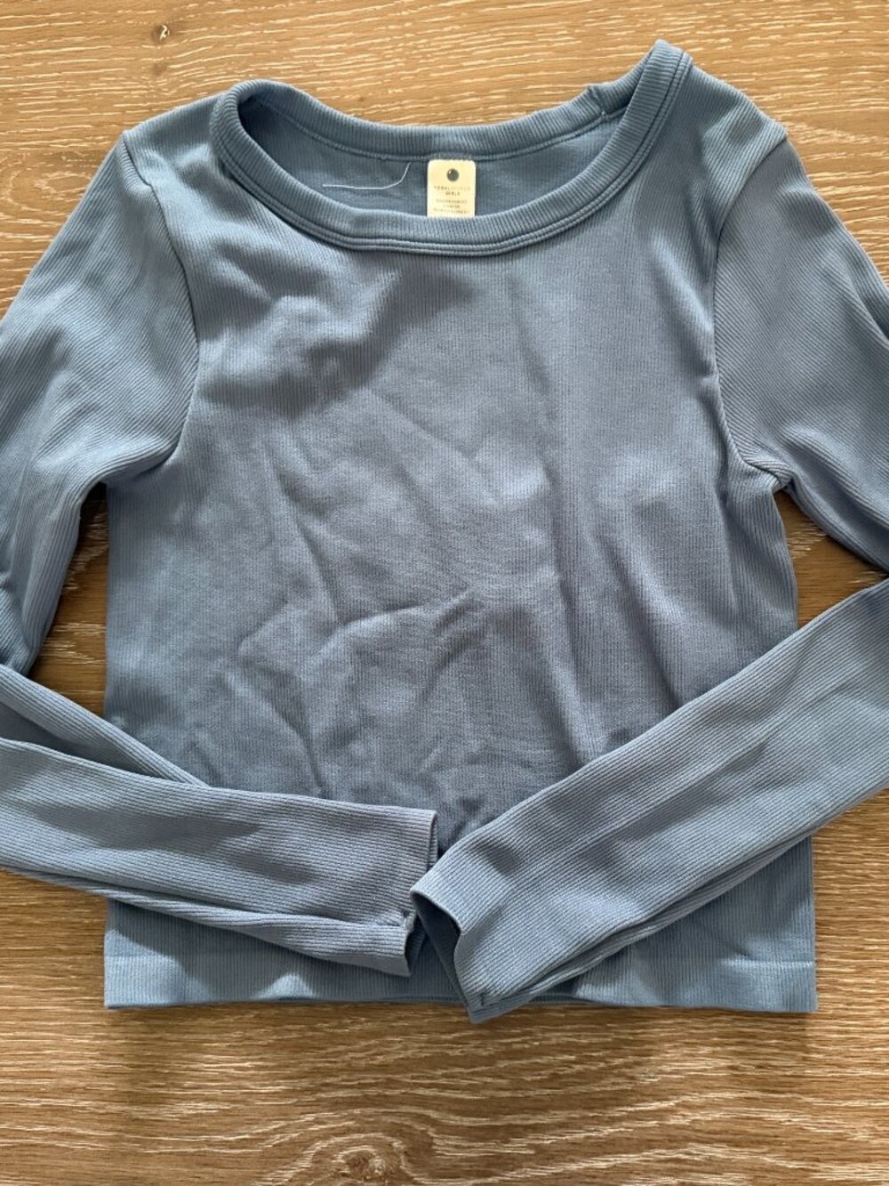 Girls Yogalicious light blue long sleeve ribbed shirt top size large 12